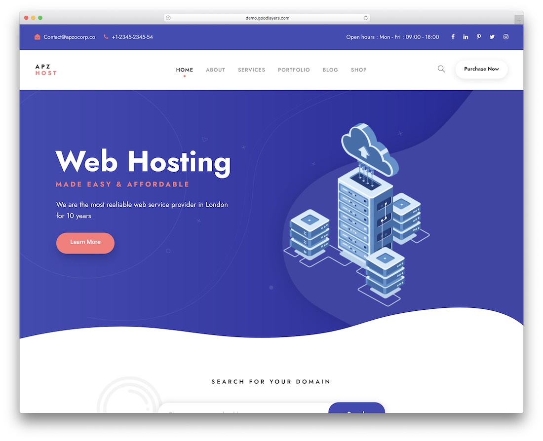 apzo hosting wordpress theme