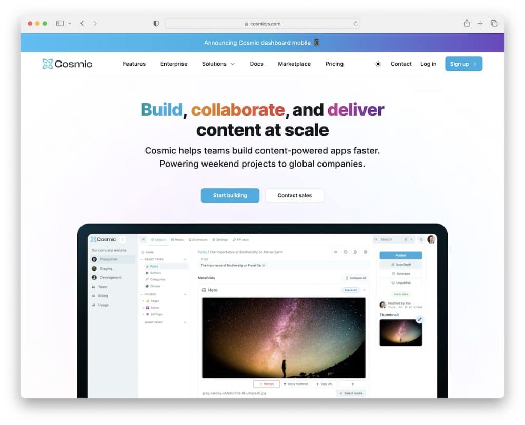 cosmic best cms for react