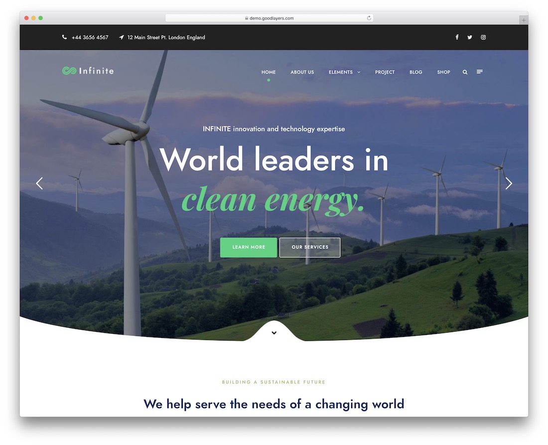 infinite green eco friendly wordpress theme