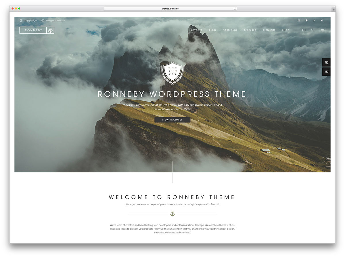 ronneby fullscreen portfolio wordpress template