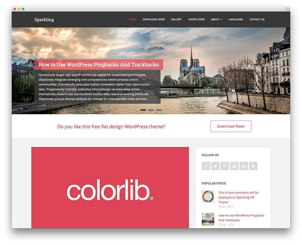 Sparkling - Free WordPress theme